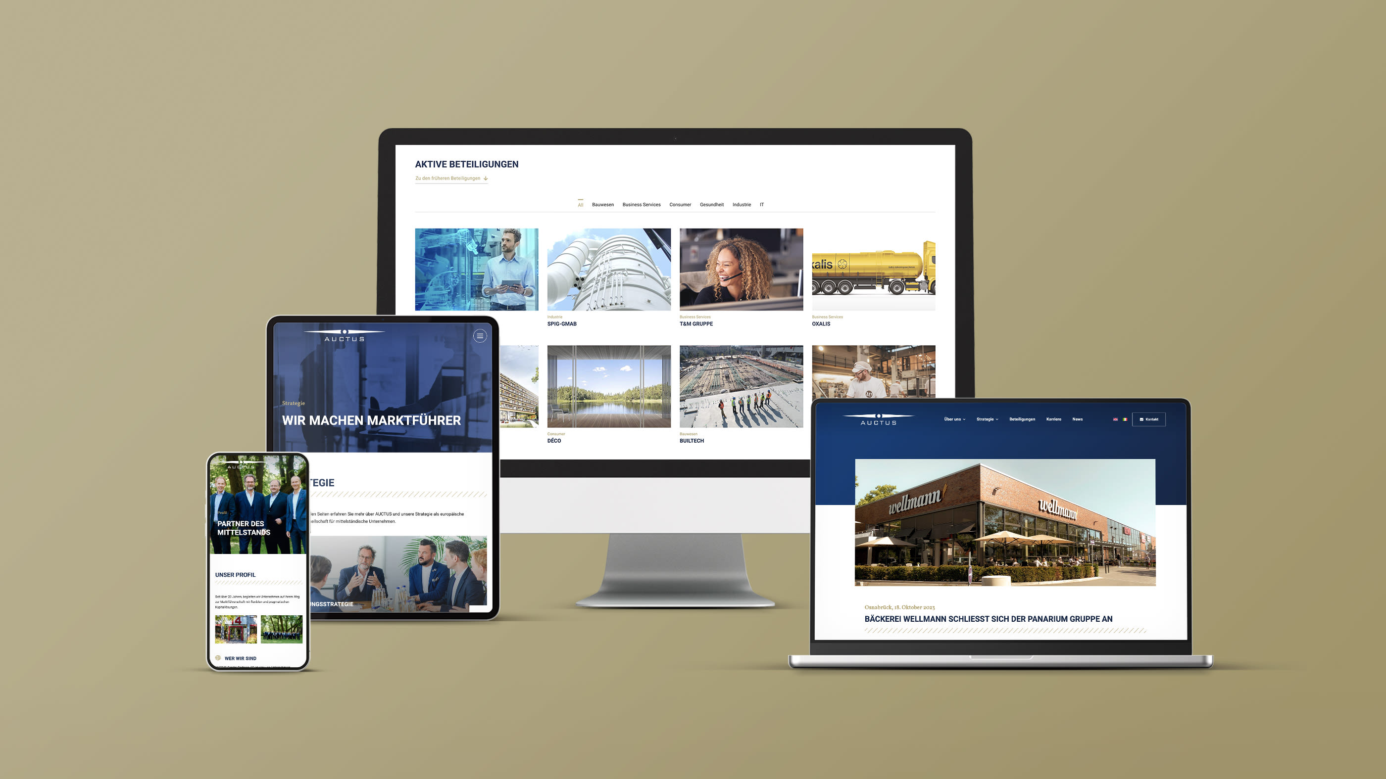 Desktop, laptop, tablet, and smartphone displaying the Website website on different devices