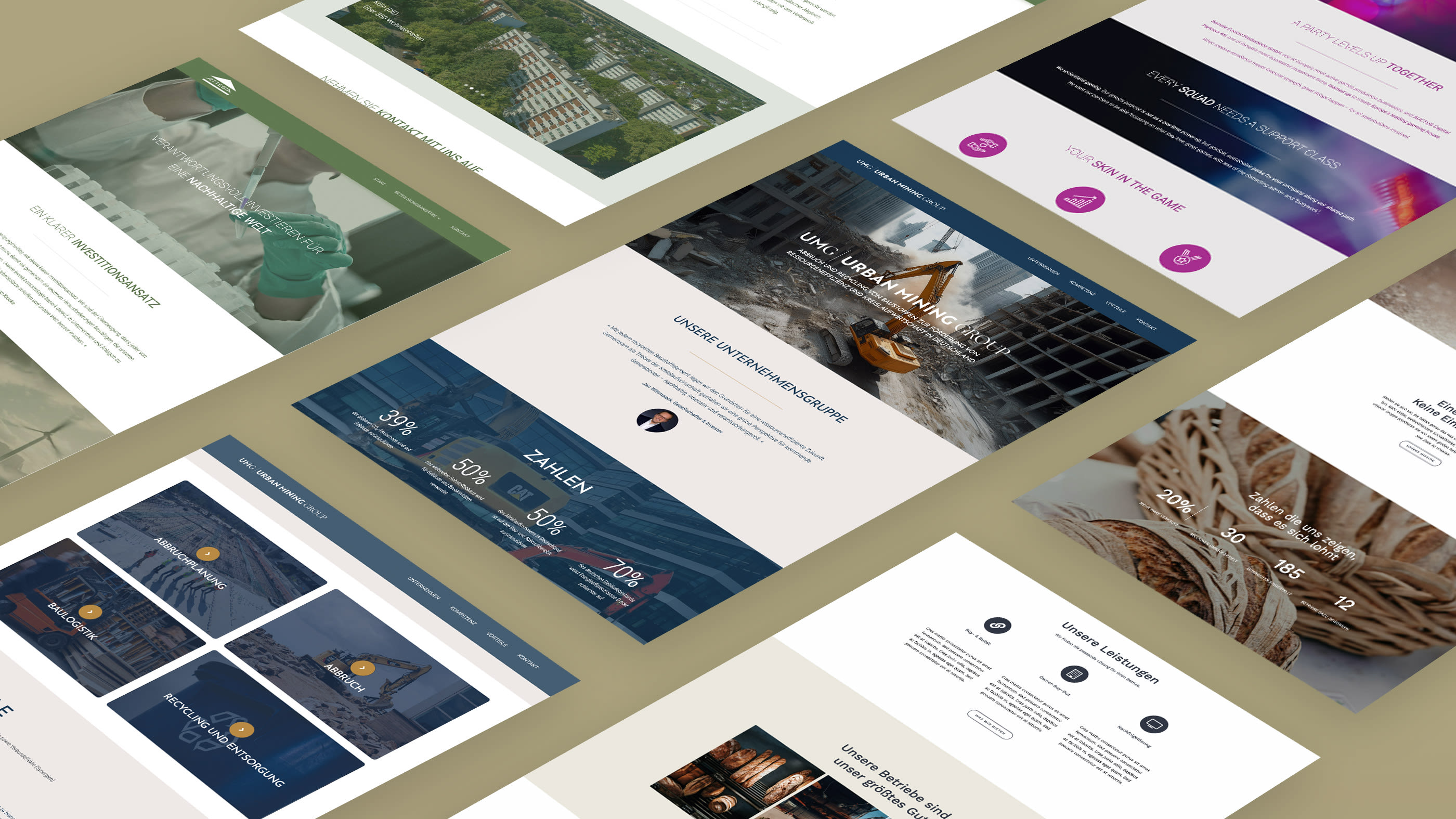 A collection of different pages from the Auctus website