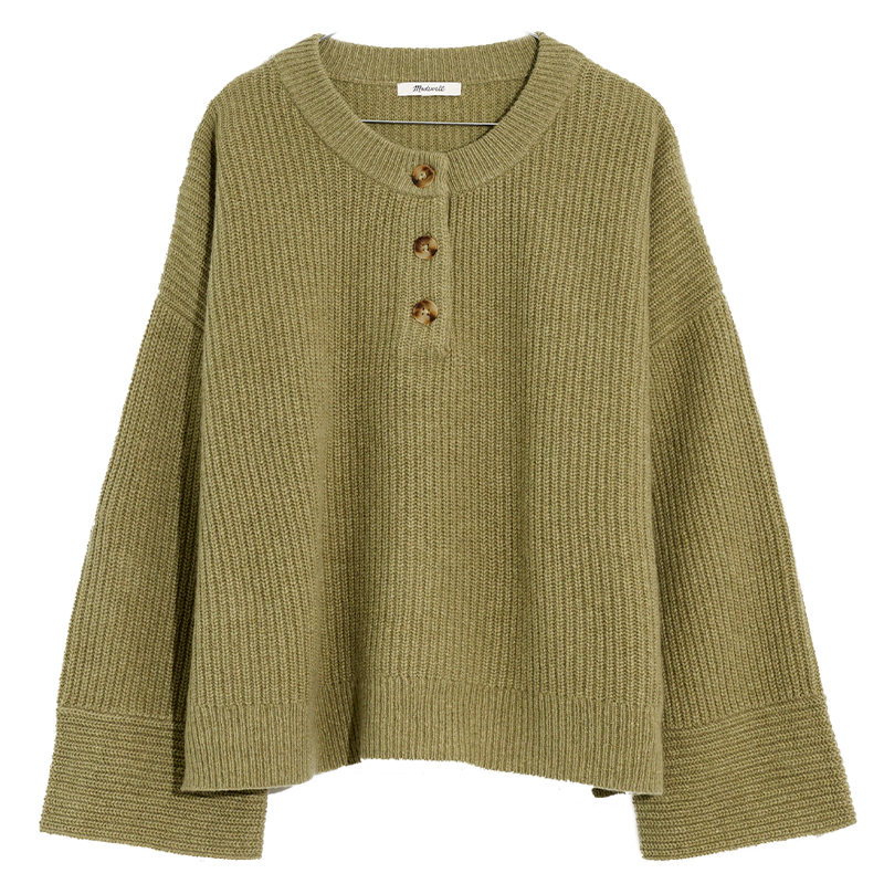 Madewell recycled cashmere green henley