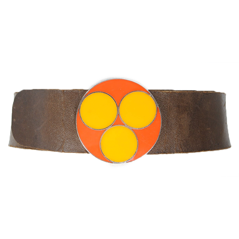 Etsy Vintage 70s Wide Brown Belt with Yellow buckle