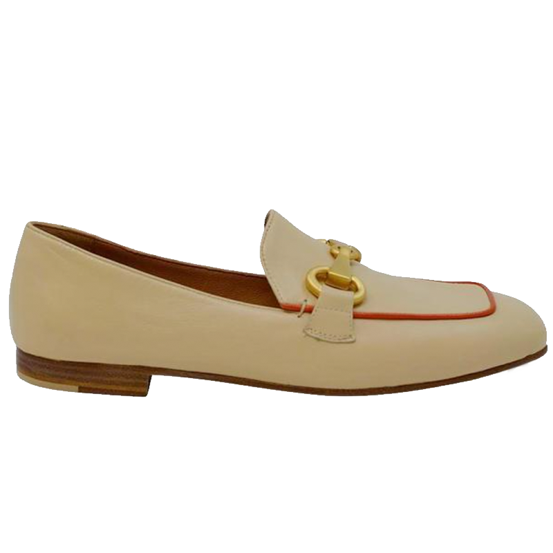 Mara Bini Beige Leather Flat Loafer