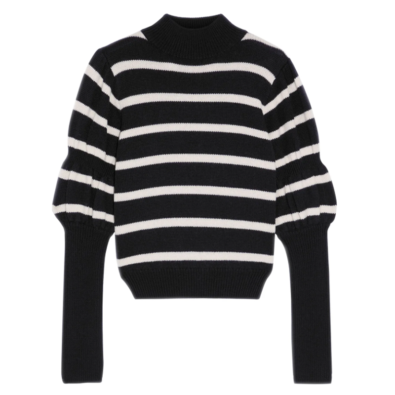 Derek Lam 10 Crosby gathered striped merino wool sweater