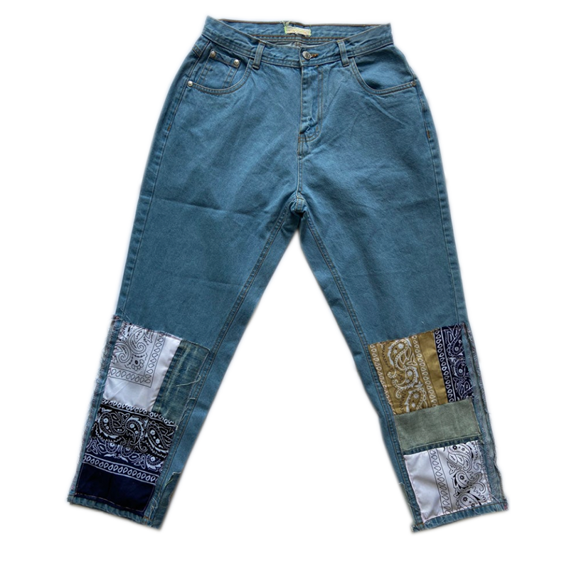 Vintage reworked patchwork jeans