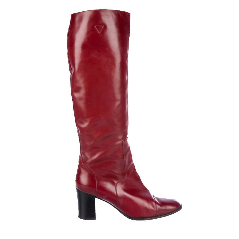 Vintage YSL Crimson Knee-High Leather Boots