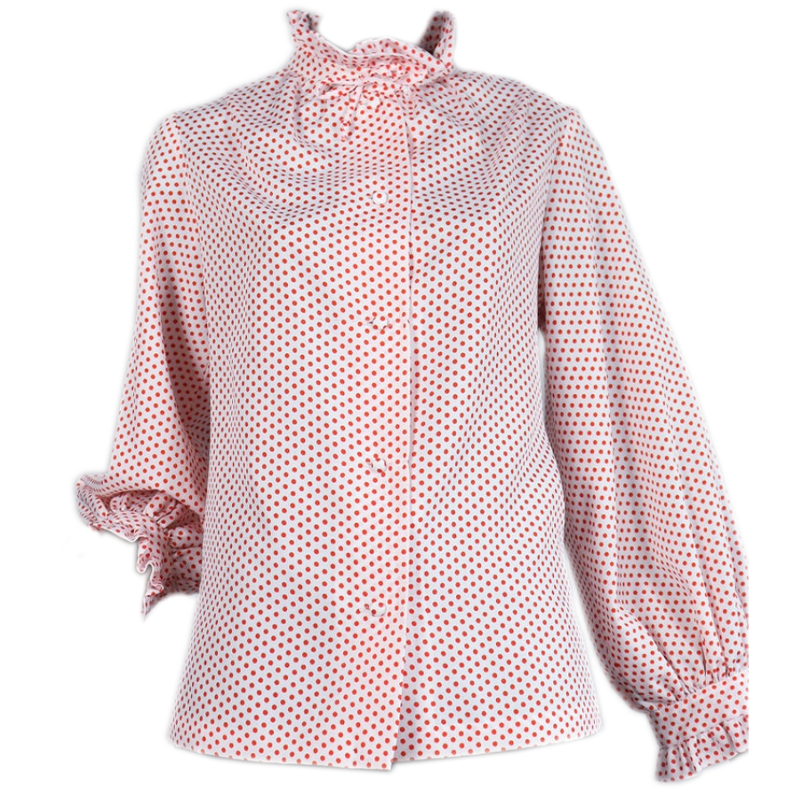 Vintage Etsy red and white polka dot ruffle blouse