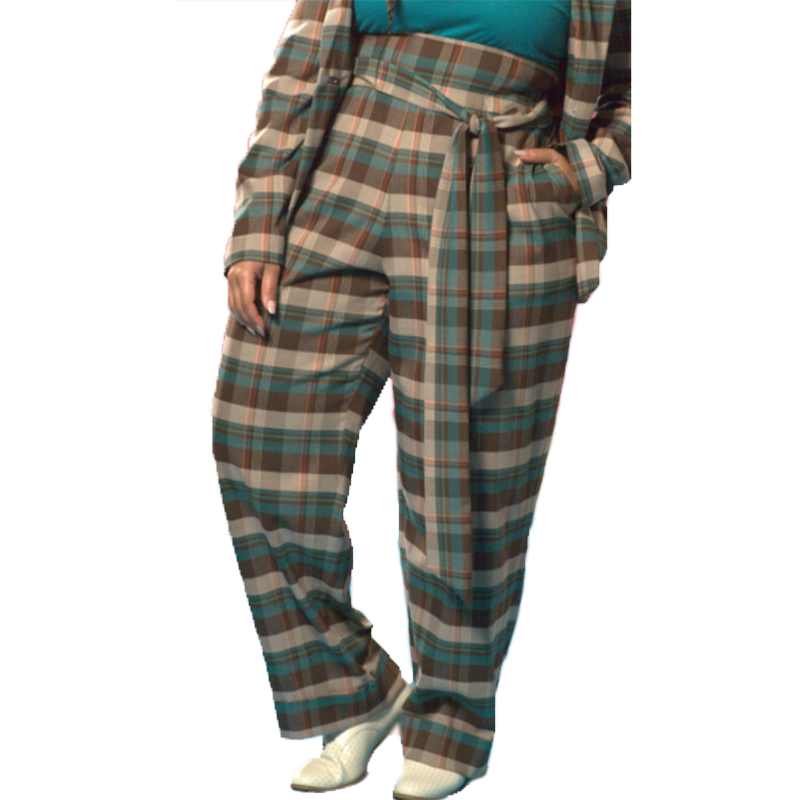 Jibri High-Waisted Wide Leg Plaid Pants