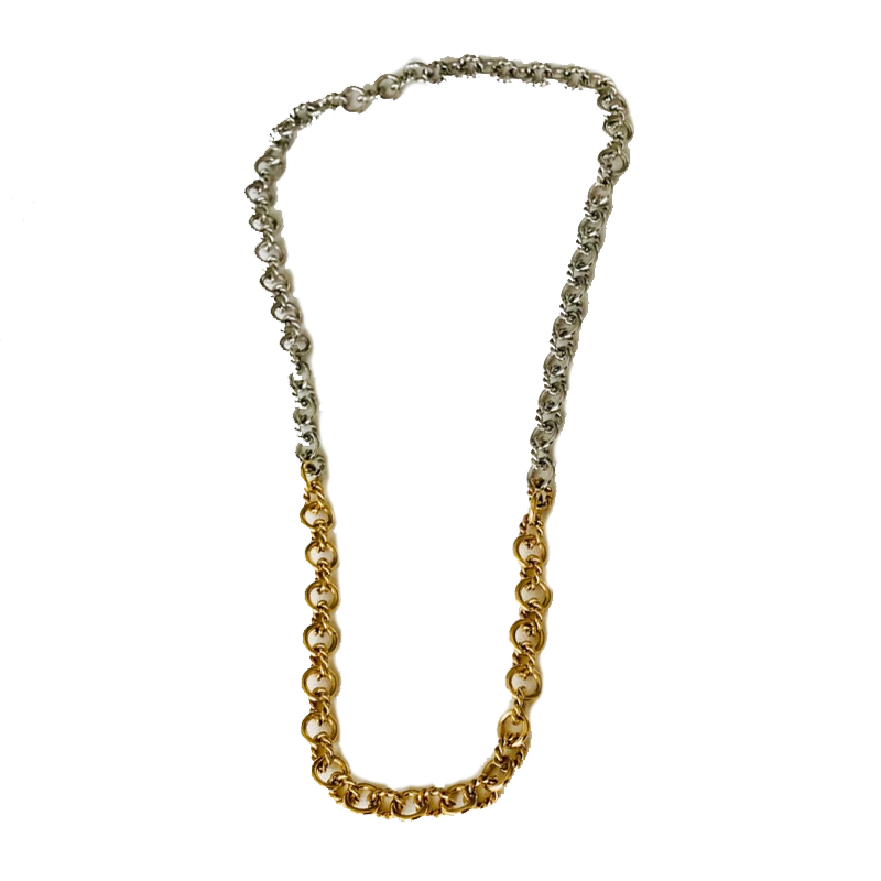 Etsy vintage Gold and Silver Cable Chain Long Necklace