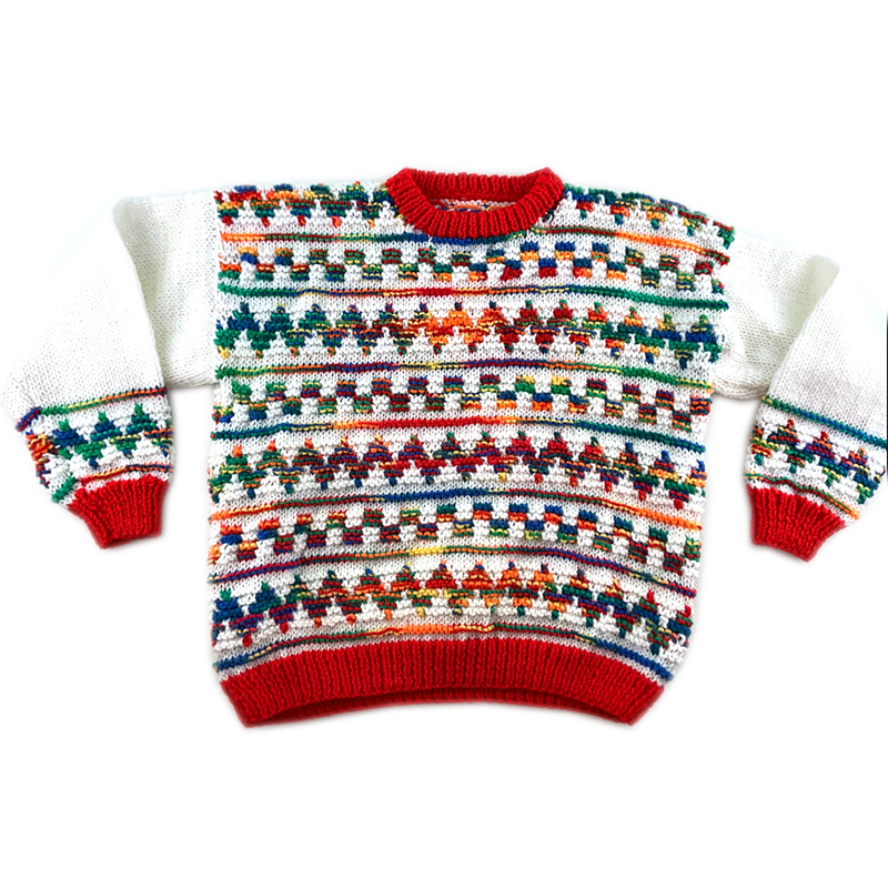 Etsy vintage 70s Hand Knit Multicolor Sweater
