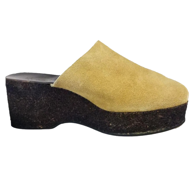 70s Italian Suede & Cork Platform Clogs