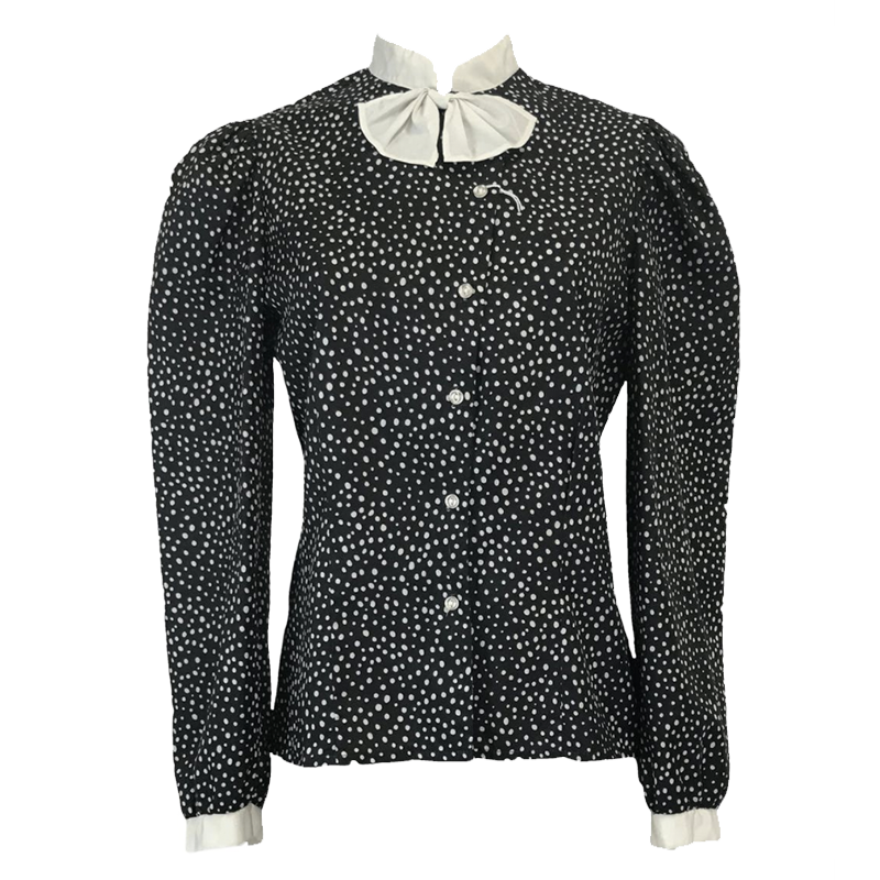 Vintage Thrilling polka dot bow tie shirt