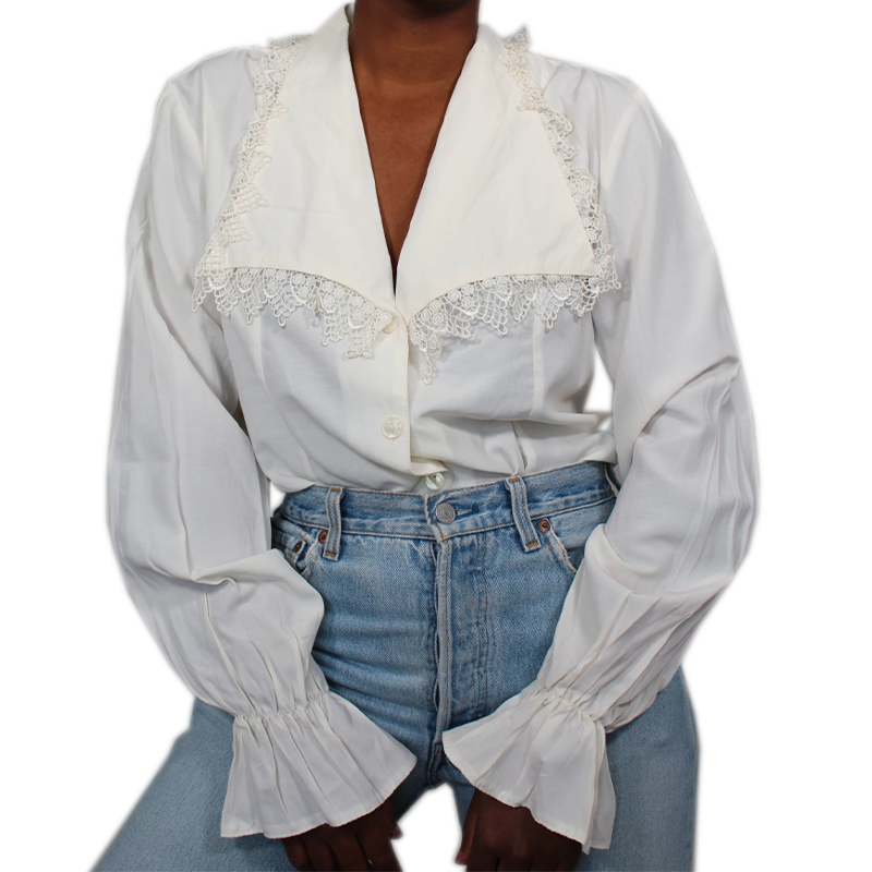 Vintage large collar blouse