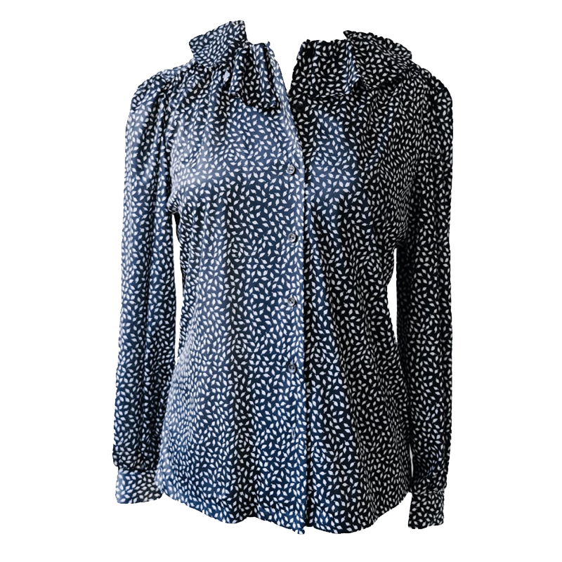 Vintage Thrilling Polka Dot Ruffle Collar Shirt