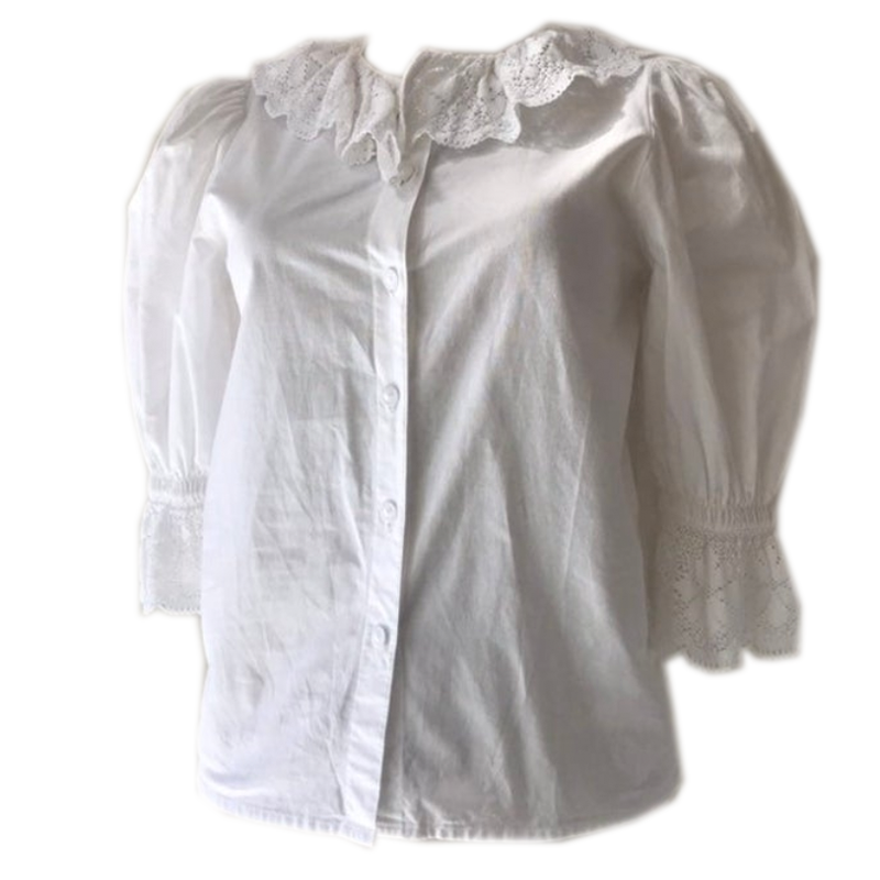 vintage white cotton lace blouse