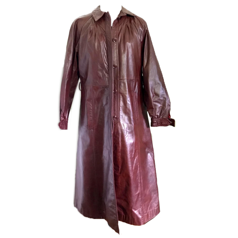 Vintage 70s Oxblood Leather Trench Coat