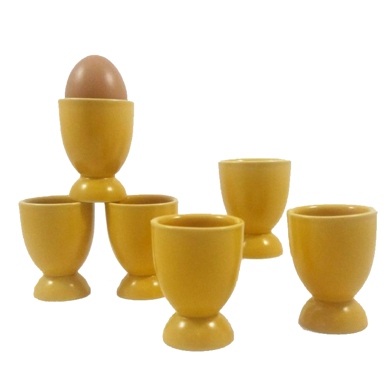 Vintage Etsy Set of 6 Höganäs Ceramic Yellow Stoneware Footed Egg Cups