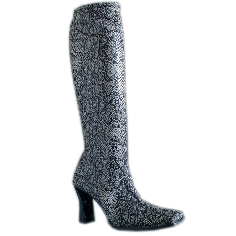 Etsy Vintage 90s Knee-High Grey Snake Block Heel Boots