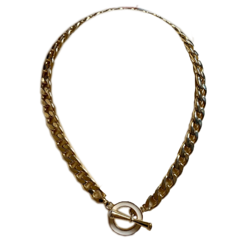 Vintage etsy 80s Curb Link Chain And Enamel Toggle Necklace