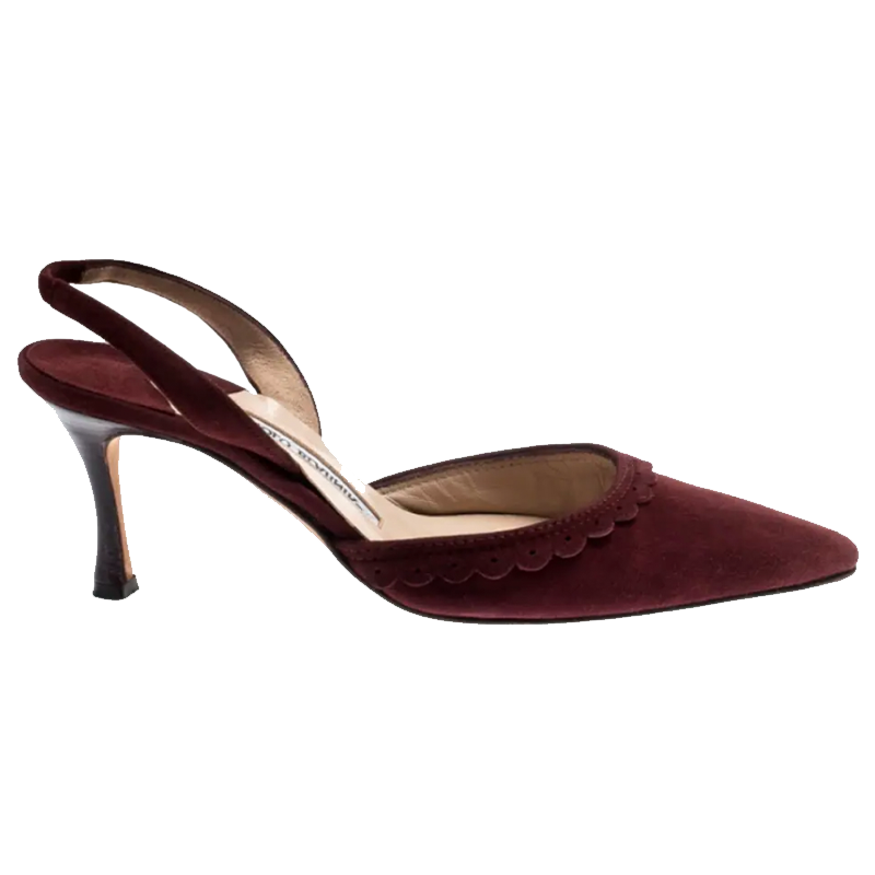 Vintage Manolo Blahnik slingbacks burgundy