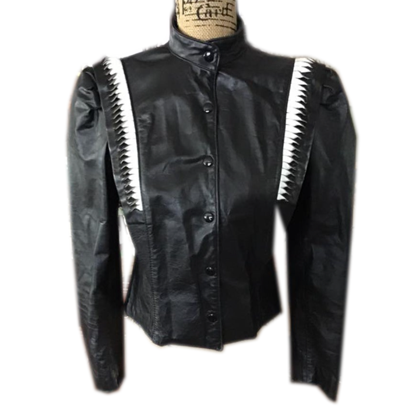 Etsy black and white moto jacket leather