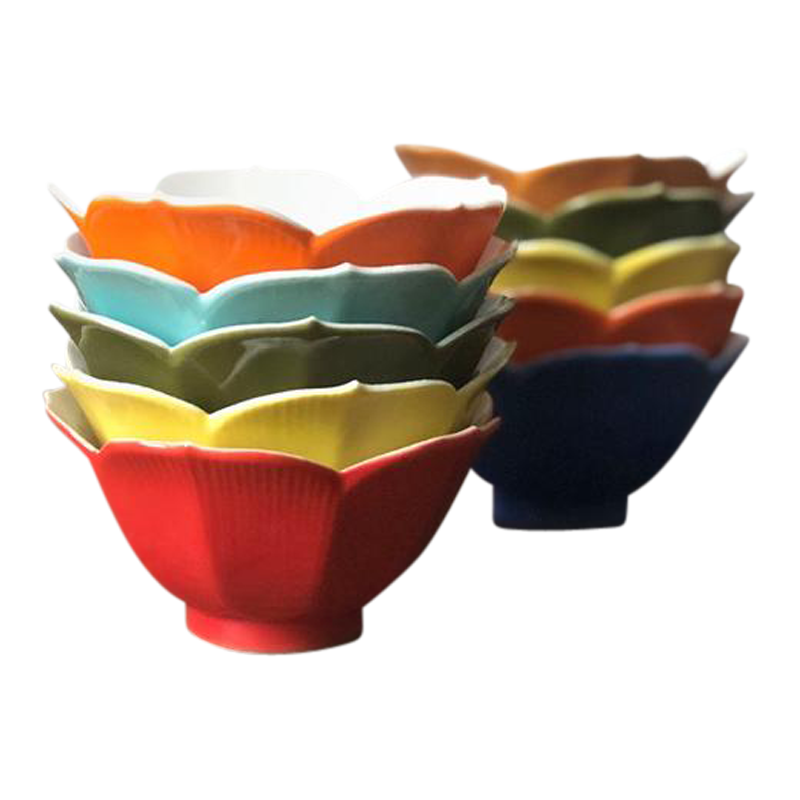Orange is the Sun Vintage Lotus Bowls Set