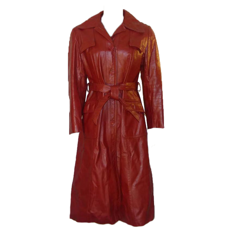 Vintage 70s Leather Trench Coat
