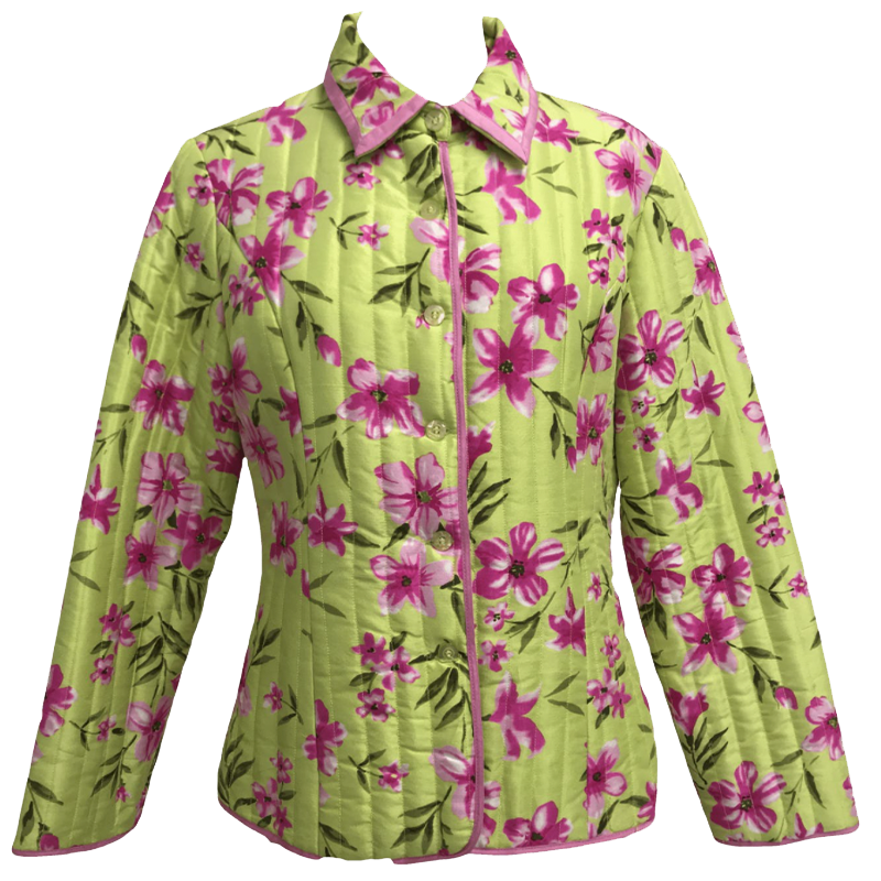 Thrilling vintage 90's Quilted Floral Print Silk Jacket