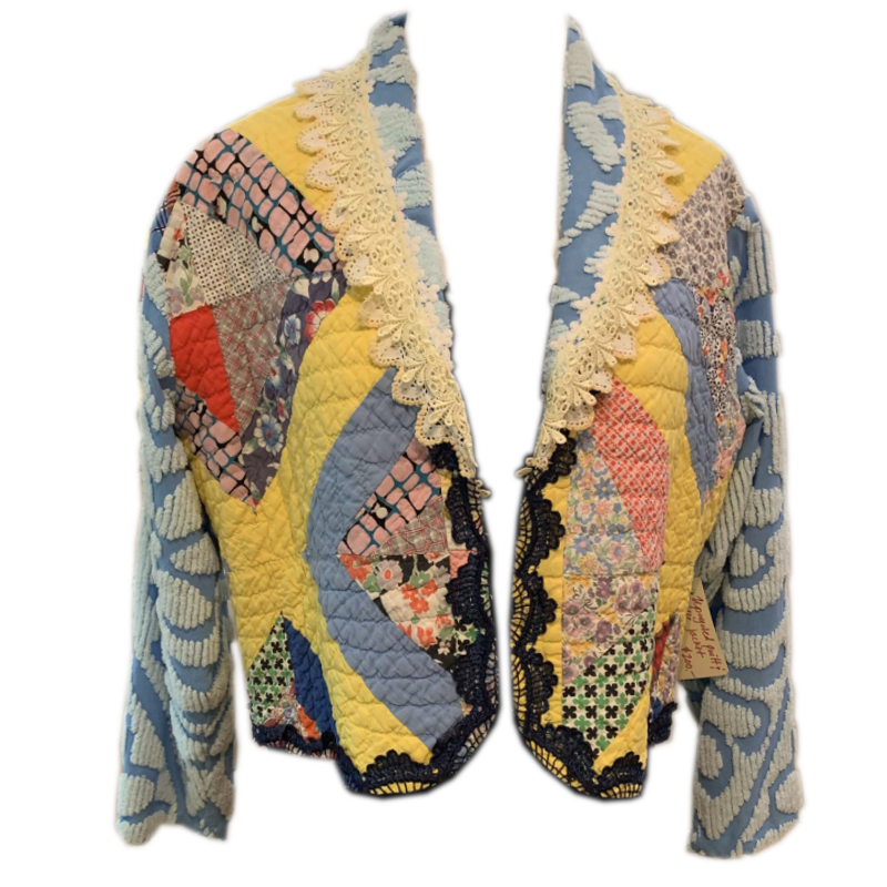 Etsy upcycled quilt and lace coat