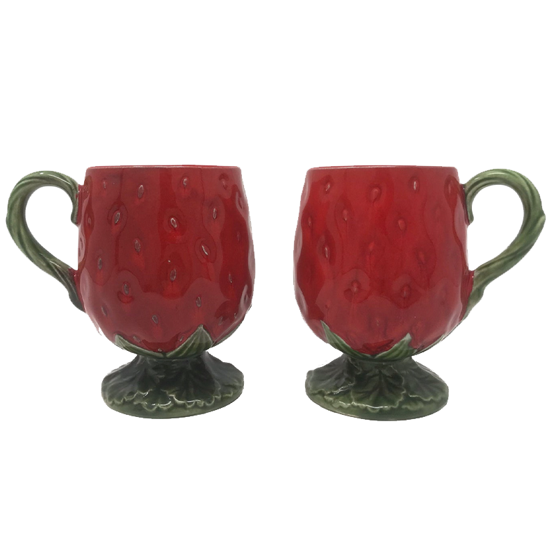 Etsy vintage Set of Ceramic Strawberry Mugs