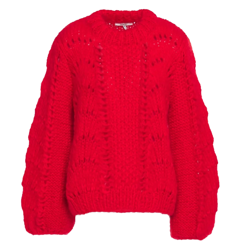 Ganni red mohair and wool-blend sweater