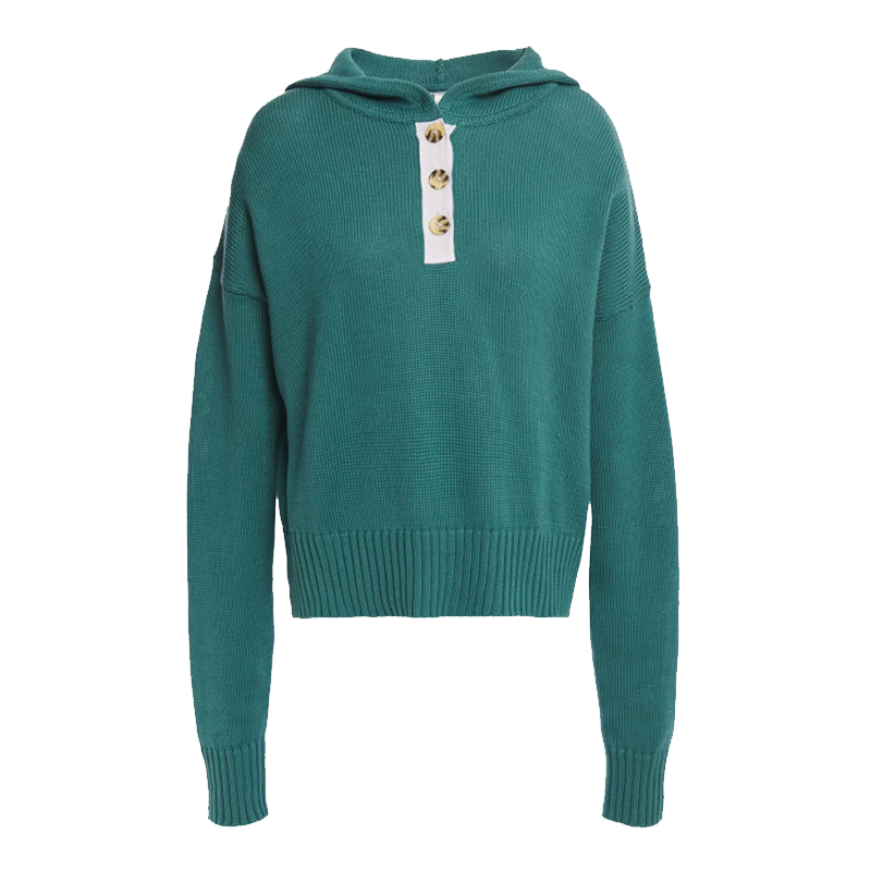 Autumn Cashmere Button-detailed cotton hoodie sweater