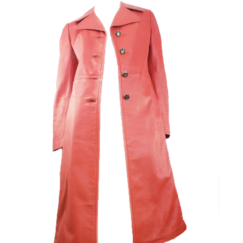 Vintage Red Leather Trench Coat