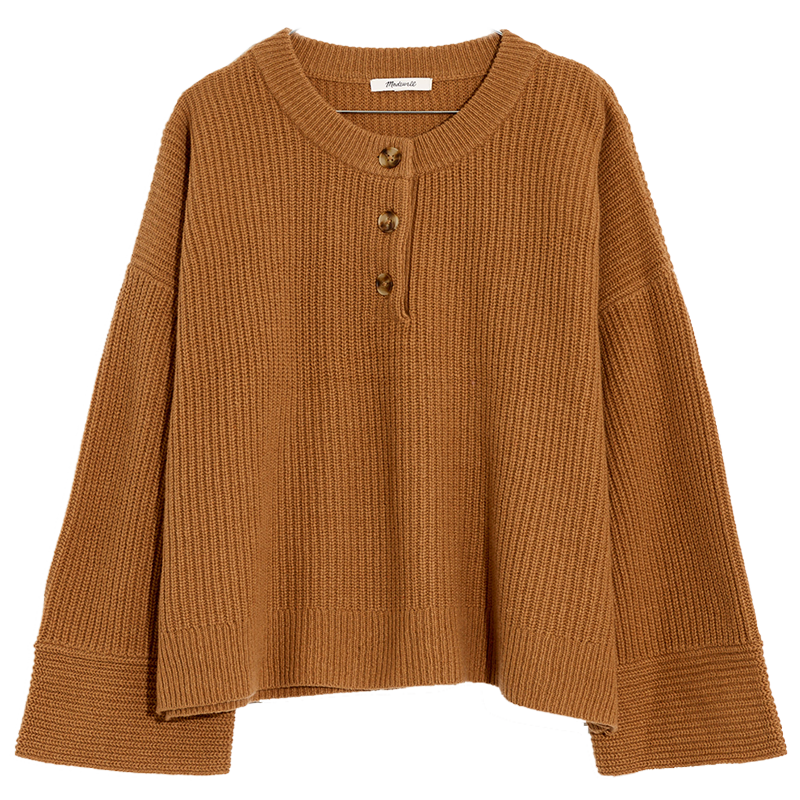 Madewell recycled cashmere henley brown