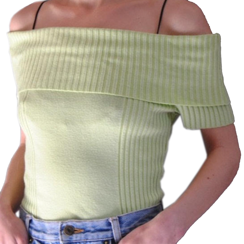 Etsy vintage off the shoulder pistachio knit top