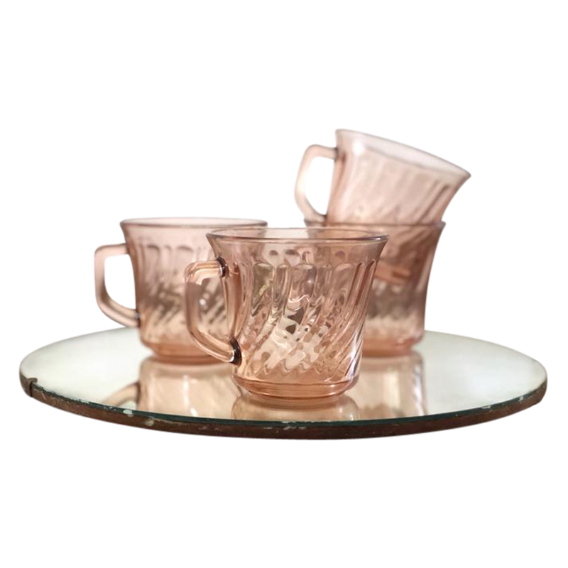Orange is the Sun Vintage Pink Tea Cups Set