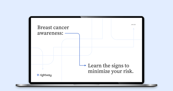 Computer screen with the title "Breast Cancer Awareness: Learn the signs to minimize your risk."