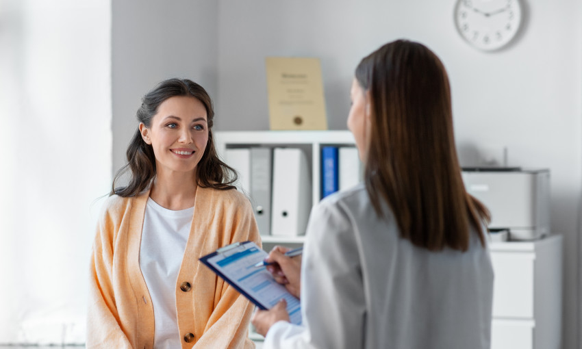 Woman at doctors office