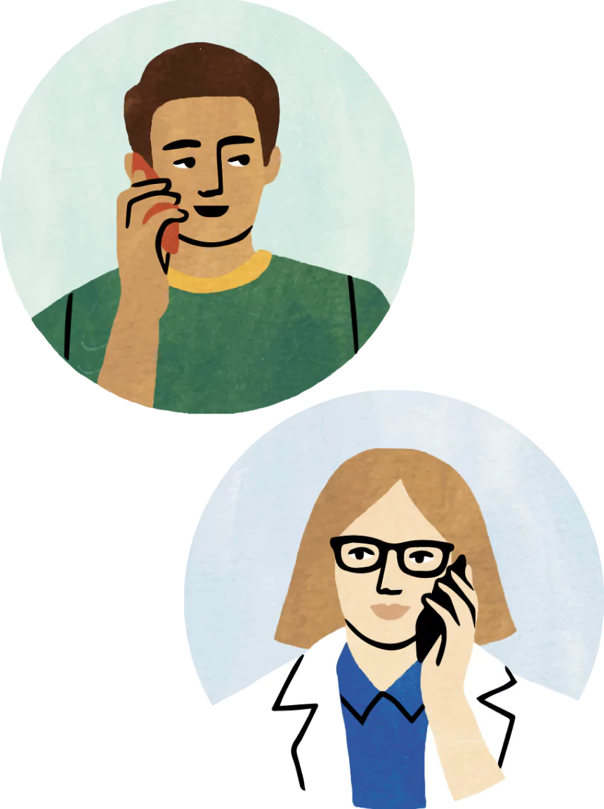Illustration of man on a phone call with a doctor