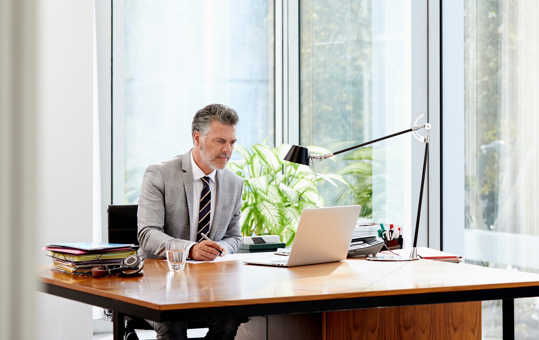 man at desk