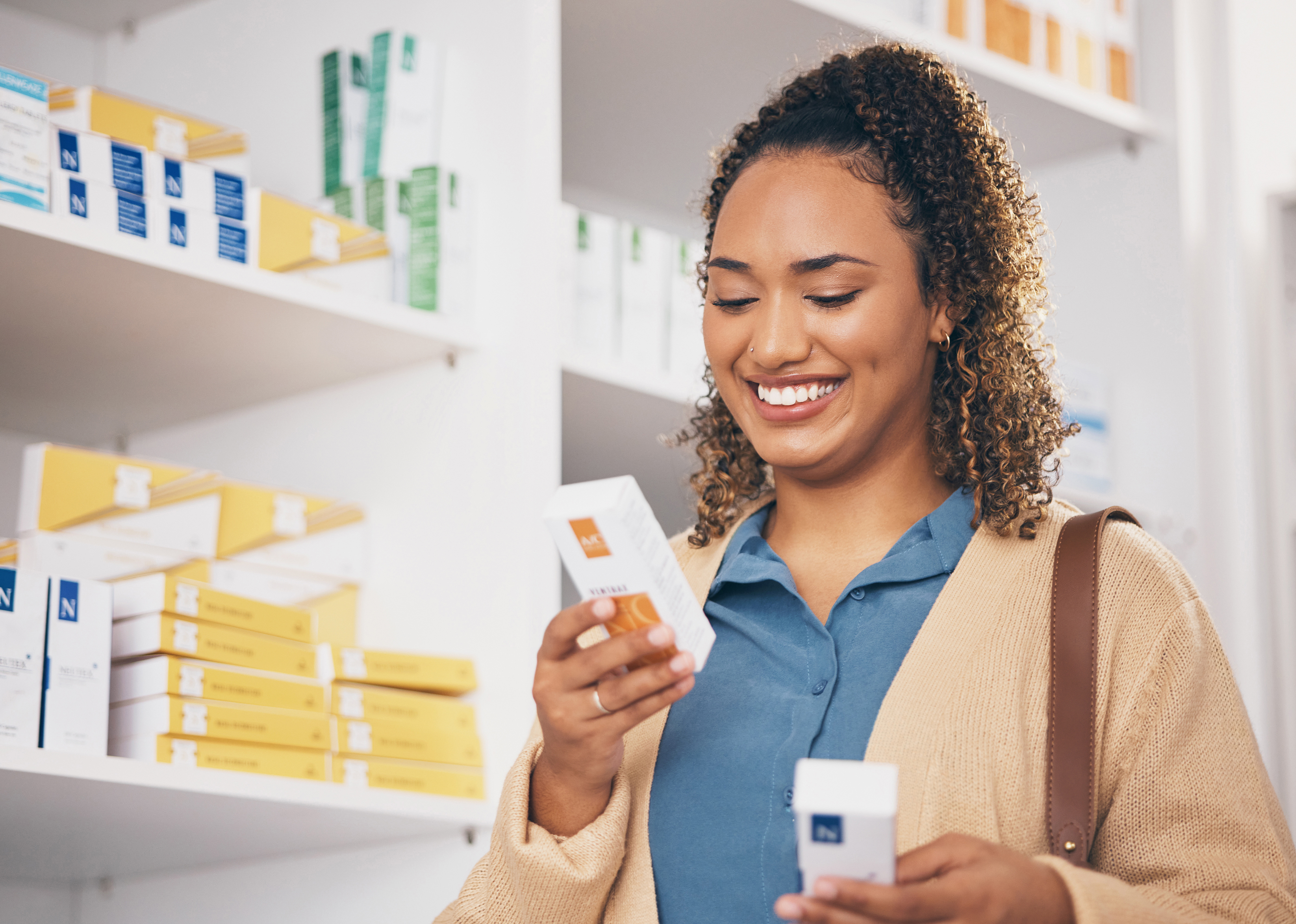 woman comparing medication