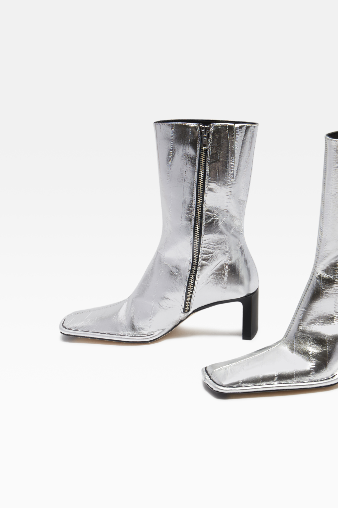 black and silver boots