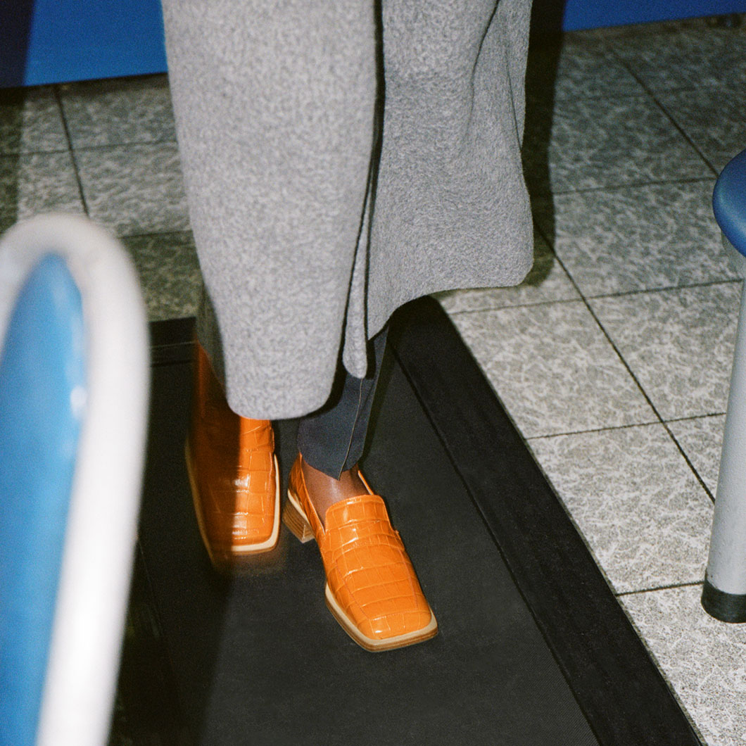 Crimson Orange Croc Leather Loafer 