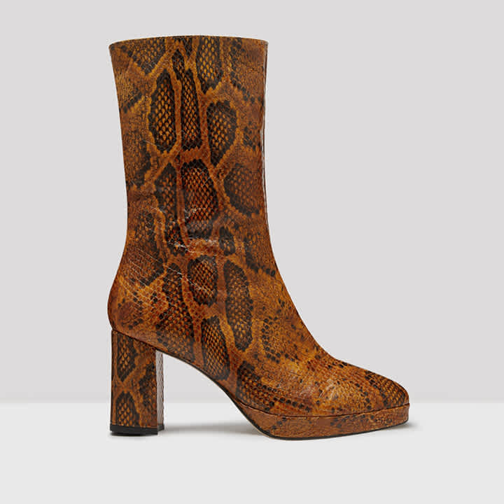 Carlota Citrine Snake Leather Boots Miista Shoes Made In Spain