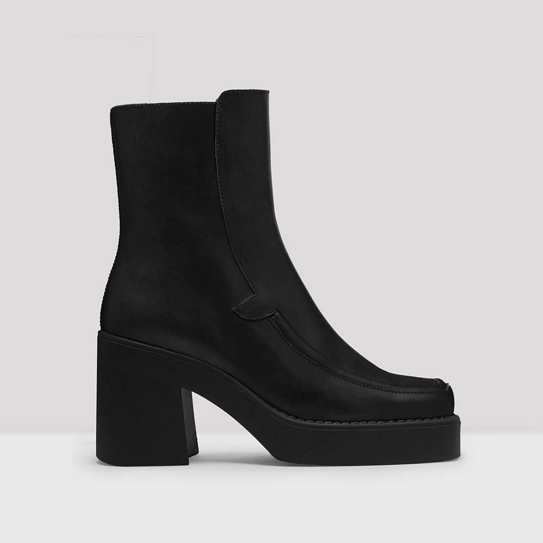 over the ankle black boots