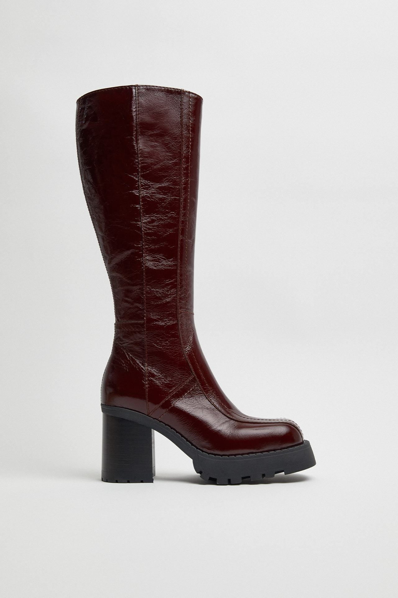 Burgundy tall deals leather boots