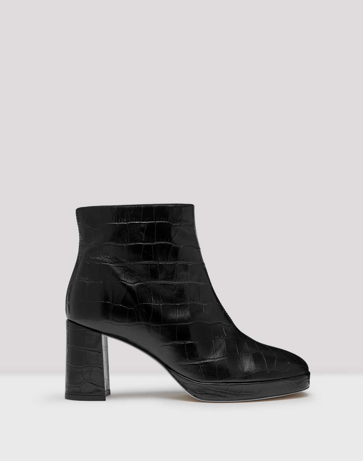 Edith Black Croc Leather Boots 