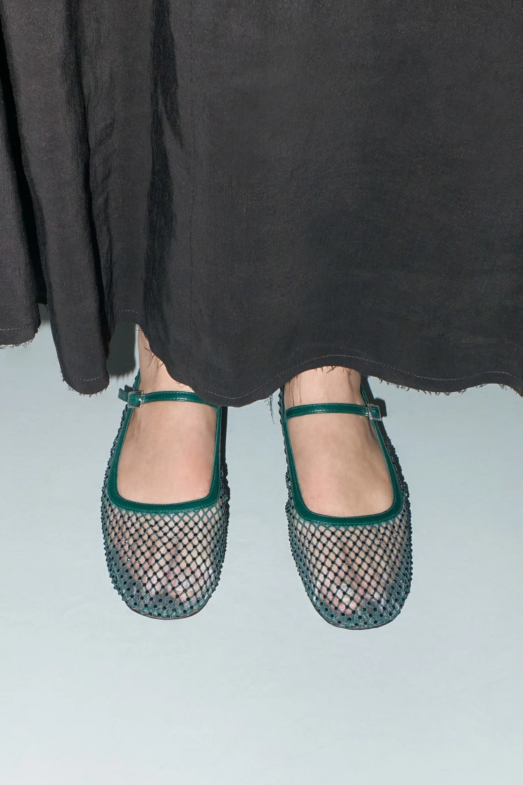 Vanita Green Ballerinas | Miista Europe | Made in Spain