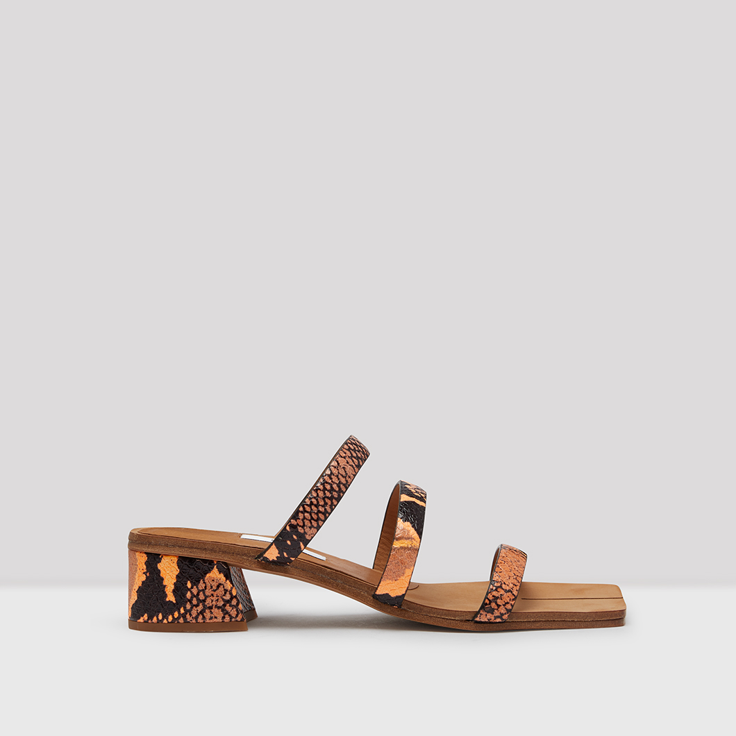 snake leather sandals