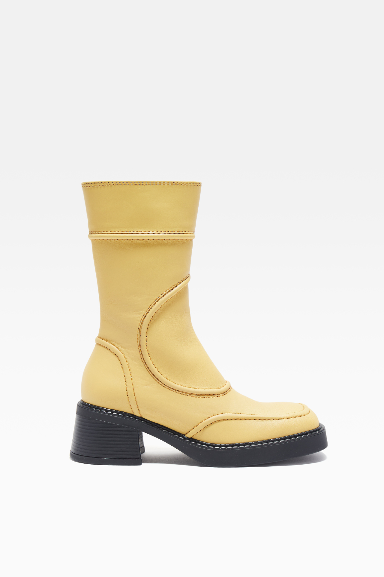 mustard leather ankle boots