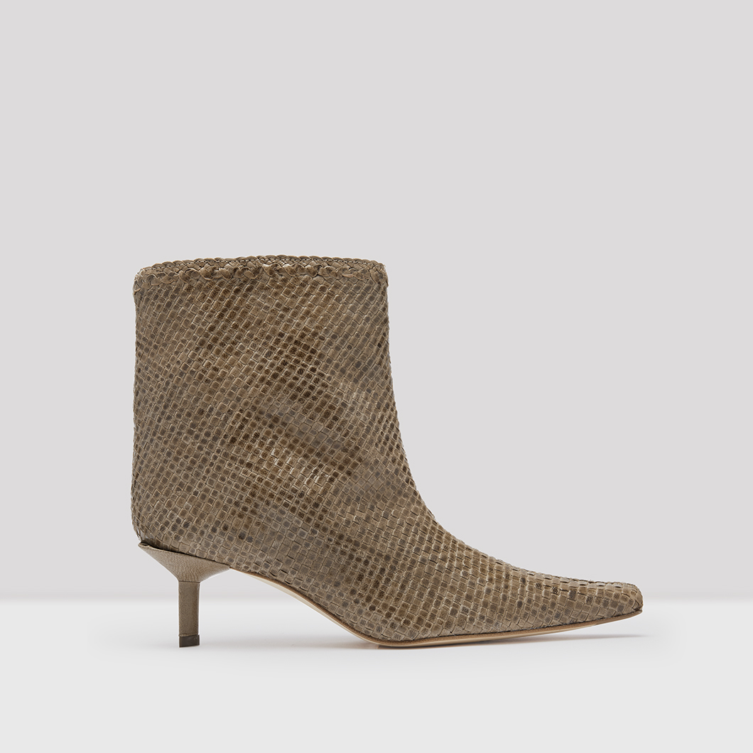 Shelly Stone Woven Leather Boots 