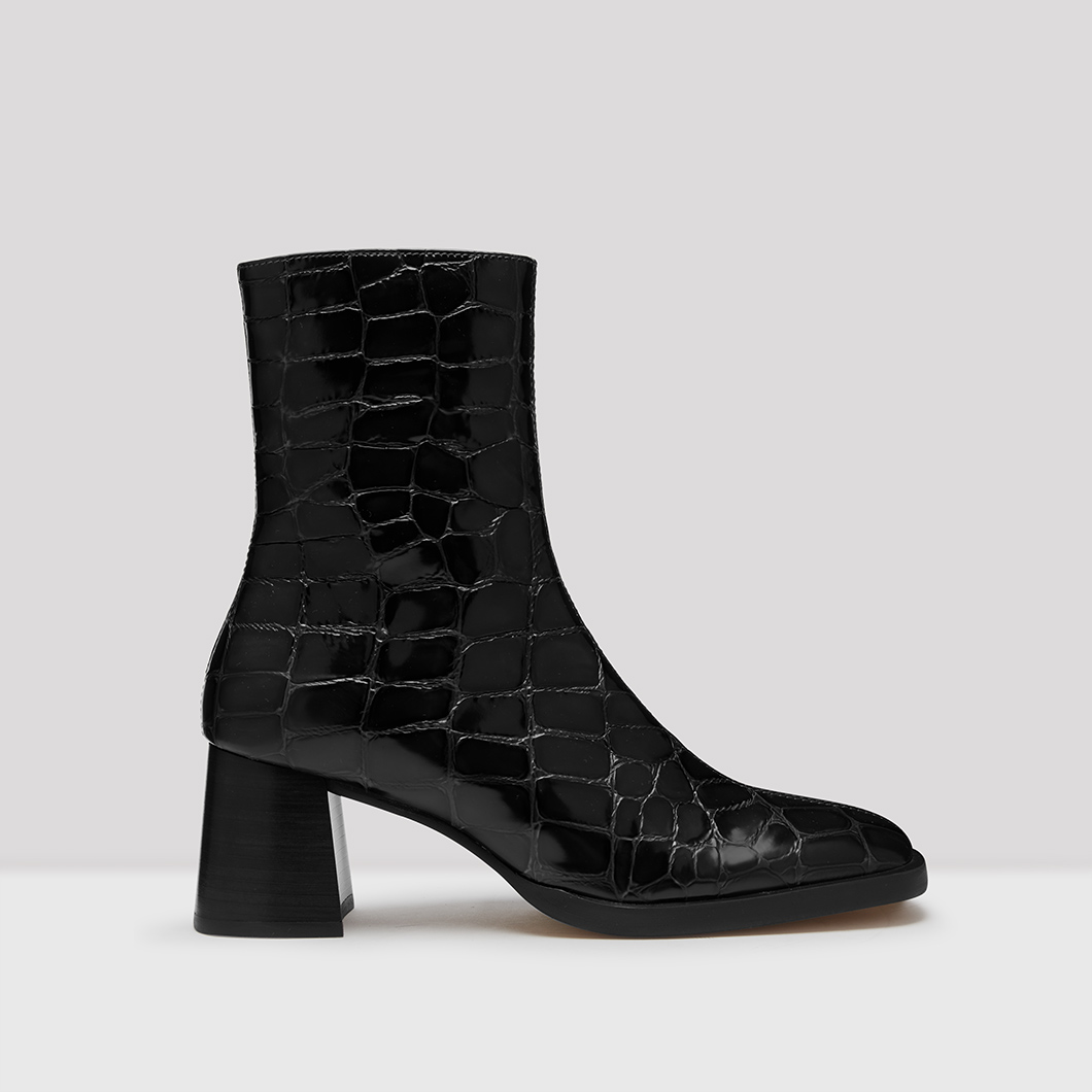 black ankle croc boots